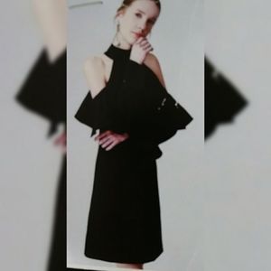 Few Moda Black Cold Shoulder Ruffled Long Sleeve dress sz M NWT